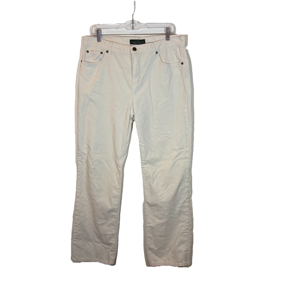 LRL Lauren Jeans Co Ralph Lauren Women's Classic Straight White Corduroy Size 14